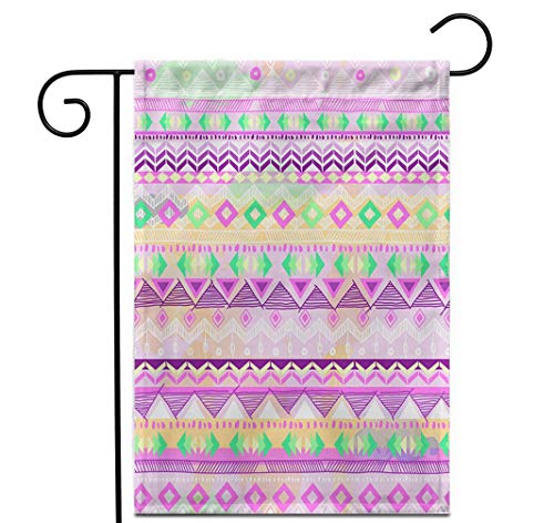 Awowee 12x18 Garden Flag Watercolor Pattern Pink and Yellow Tribal Stripe Colorful Aztec Outdoor Home Decor Double Sided Yard Flags Banner for Patio Lawn