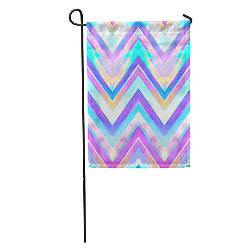 Semtomn Garden Flags 12 x 18 Colorful Tie Blue Zig Zag Watercolor Pattern Pink Dye Neon Aztec Outdoor Seasonal