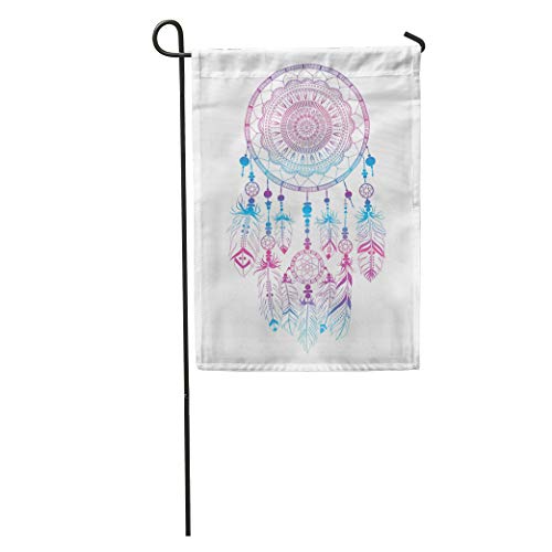 Semtomn Seasonal Garden Flags 28 x 40 Bohemian Dream Catcher Feather White Abstract American Aztec Outdoor Decorative House Yard Flag