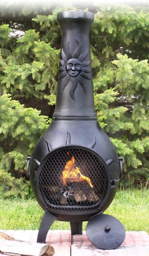 The Blue Rooster Cast Iron Sun Stack Chiminea