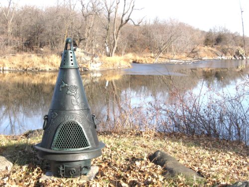 The Blue Rooster Garden Chiminea In Green