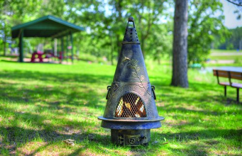 The Blue Rooster Garden Chiminea in Gold Accent