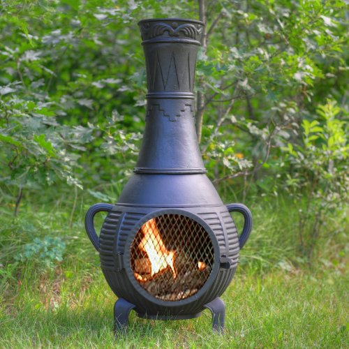 The Blue Rooster Pine Chiminea in Charcoal