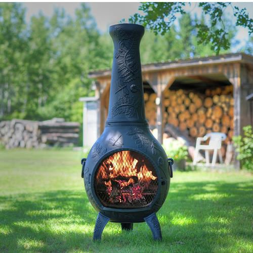Blue Rooster Dragonfly Style Wood Burning Outdoor Metal Chiminea Fireplace Antique Green Color