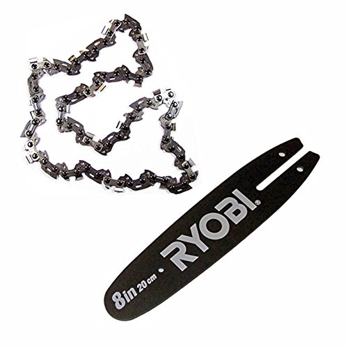 Ryobi 32909152-2G Electric Pole Saw Replacement 8 Chain Bar and 901289001 Chain for RY43160