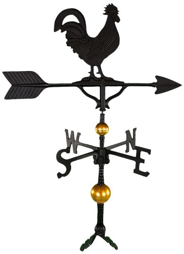 Montague Metal Products 32-inch Deluxe Weathervane With Satin Black Rooster Ornament