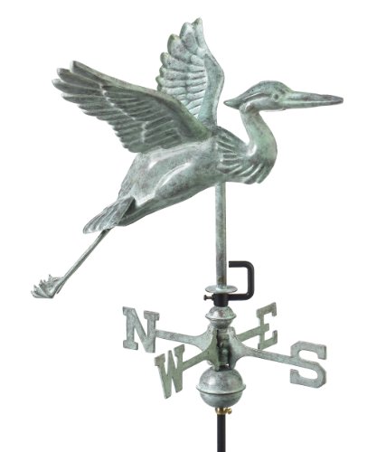 Good Directions 8805v1g Blue Heron Garden Weathervane Blue Verde Copper With Garden Pole