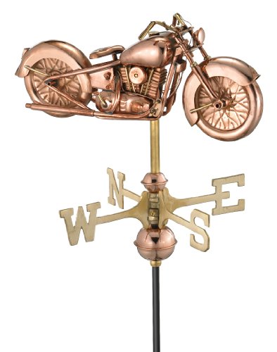 Good Directions 8846pg Motorcycle Garden Weathervane Polished Copper With Garden Pole
