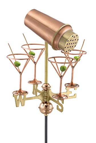 Good Directions 8861PG Martini with Glasses Garden Weathervane Polished Copper with Garden Pole