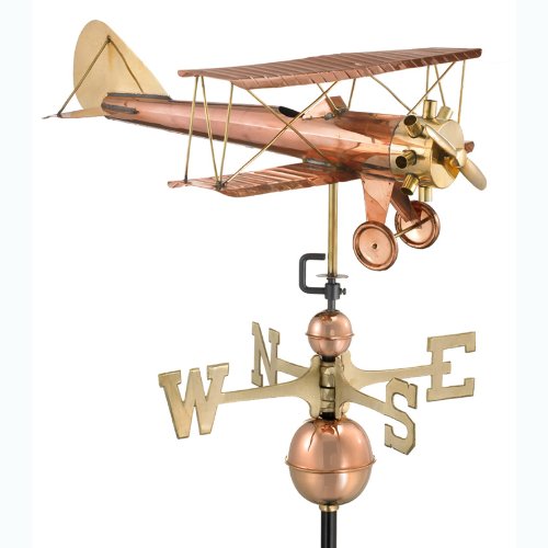 Good Directions 9521p Biplane Weathervane Polished Copper