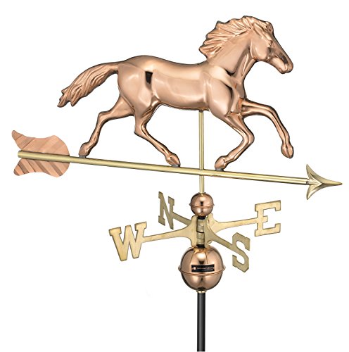 Good Directions 952P Large Smithsonian Running Horse with Arrow Weathervane Polished Copper
