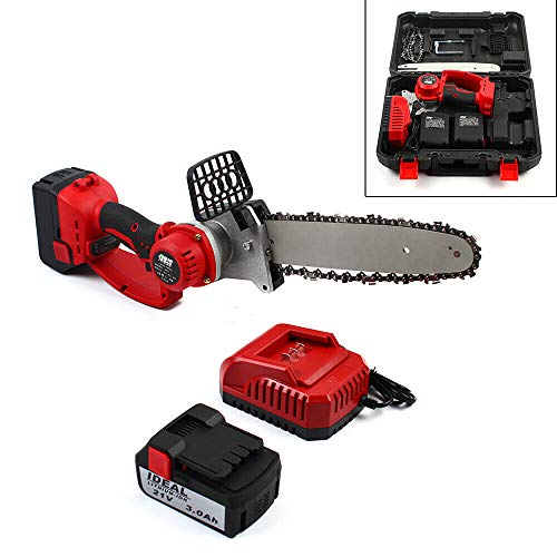 10 Inch Electric Charging Chain Saw Two Electric And One ChargingElectric Cordless Chain Saw Sawing Cutting Battery Charger Lithium Powerful Cutter Tool for Household Firewood Lithium-Ion Brushle