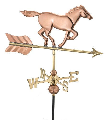 Good Directions 801pr Horse With Arrow Cottage Weathervane Polished Copper With Roof Mount
