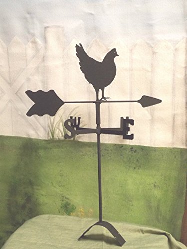 Hen Chicken Roof Mounted Weathervane Black Wrought Iron Handcrafted In The Usa