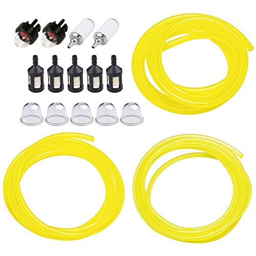 HUZTL 5 Feet 3 Sizes Fuel Line Hose with Snap in Primer Bulb Primer Pouland Bulb Fuel Filter Fit for Zama Stihl Poulan Weedeater Craftsman Husqvarna Trimmer Chainsaw Blower