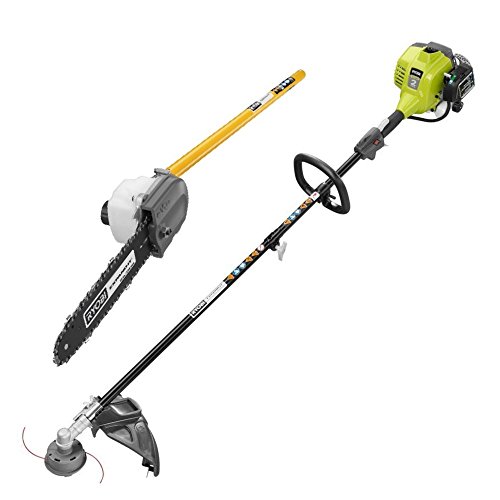 Ryobi RY253SS CMB14 25cc 17 in Full Crank 2-Cycle Straight Shaft Gas String Trimmer with Pole Saw Attachment ZRRY253SSCMB14 Certified Refurbished
