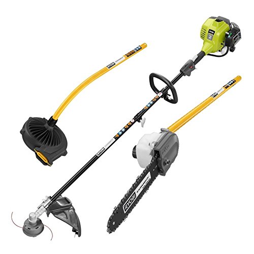 Ryobi RY253SS CMB17 25cc 17 in Full Crank 2-Cycle Straight Shaft Gas String Trimmer with Pole Saw and Blower Attachment ZRRY253SSCMB17 Certified Refurbished