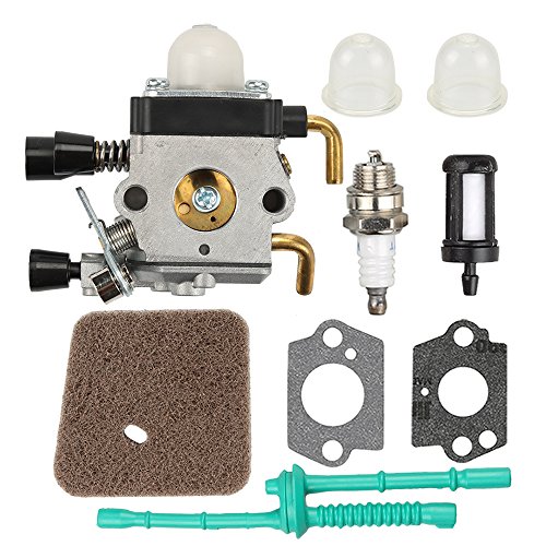 Buckbock FS45 FS55R Carburetor for Stihl Weed Eater FS38 FS45C FS45L FS46 FS46C FS55 FS55C FS55RC FS55T KM55 KM55C KM55R KM55RC Carb C1Q-S186 C1Q-S71 C1Q-S97 C1Q-S143 C1Q-S153 with Air Fuel Filter