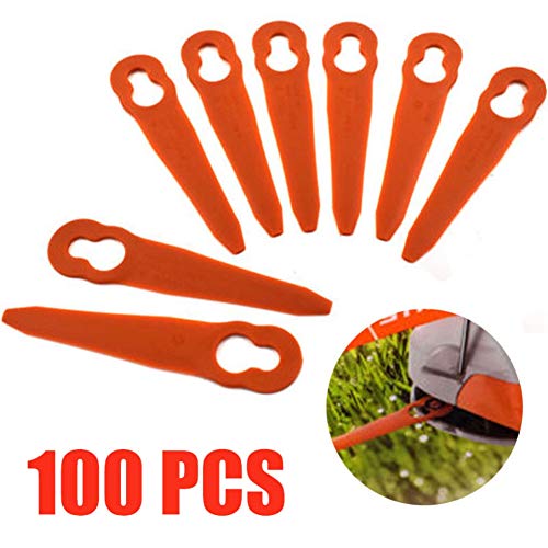 Zhengpin 100 PcsSet Plastic String Trimmer Blades Plastic Grass Trimmer Durable Replace Garden Grass Trimmer for Garden Grass Cuttering Replacement Blade Tool Parts Garden Tools