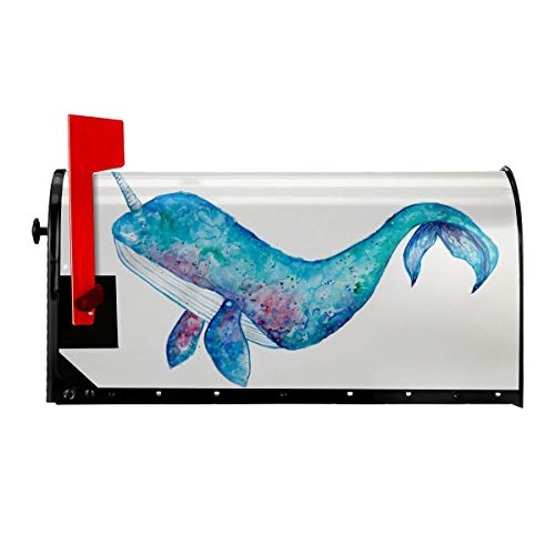 SANCR Narwhal Whale Magnetic Mailbox CoverDouble-Sided PrintingVinylSize 18 X 21Size 255 X 21
