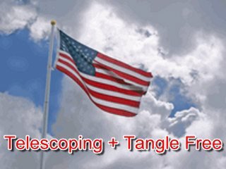21 Ft Heavy Duty Tapered Telescoping Silver Aluminum Tangle Free No Furl Residential Flagpole Windstrong® 2.5