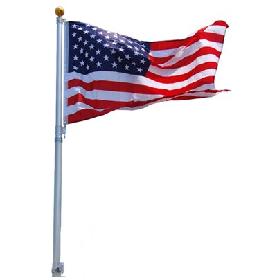 25 25 FT Feet Aluminum Telescoping Flagpole Kit With The United States Of America USA Flag