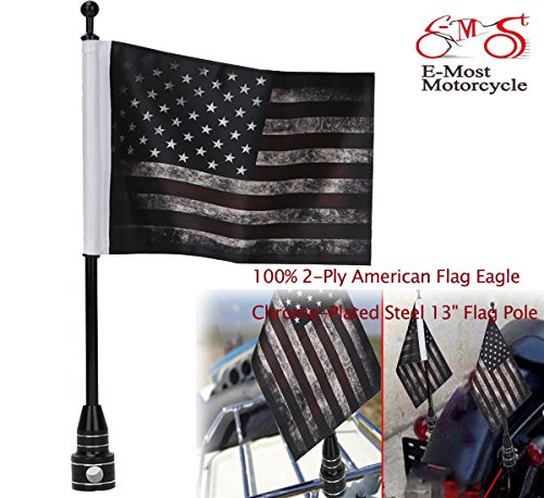 6x9 Inch Motorcycle Flags Pirate Safety Flag Pole and Mount Hardware For Harley Davidson Honda Goldwing CB VTX CBR Yamaha Adjustable Black Flagpole