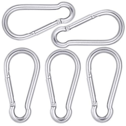 AOWISH 5-Pack 304 Stainless Steel Flag Pole Spring Snap Quick Link Hook 2-34 Inch Carabiner Snap Clip Flagpole Attachment Hardware to Attach Flag to Flagpole with Rope Silver