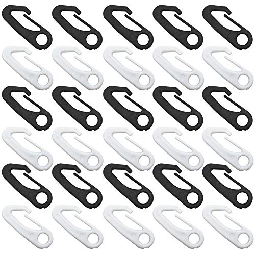 FineGood 30 pcs Nylon Flag Pole Snap Clips Flagpole Carabiner Hook Attachment Hardware - Black White