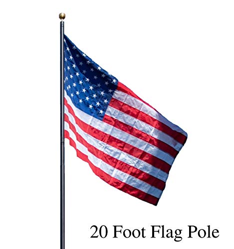 Titan Telescoping Flag Poles Bronze 20ft- Heavy Duty Aluminum Flag Pole Kit Kit Includes Telescoping Flagpole Hardware to Hang 2 Flags 4 x 6 American Flag and Installation Instructions