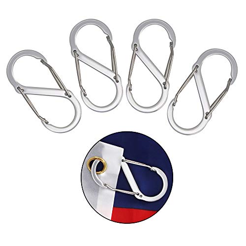 foxany Flags Snaps Hook Stainless Steel Flags Pole Clips Flags Hardware Flagpole Accessory Attach Flags Grommets to Halyard Rope 4 Pcs