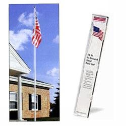 Ground Set Residential Flagpole Kit with polycotton USFlag 18 ft x 1-78 in