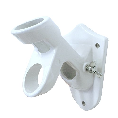 Wall26&reg Wall Mount Flag Pole Bracket - White Metal - Two Display Angles 90 And 45 Degree