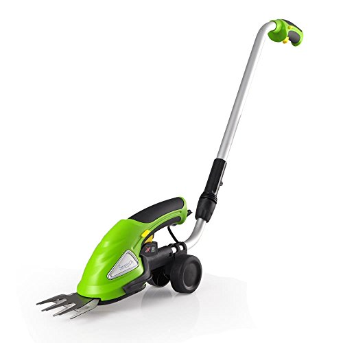 Serenelife Cordless Push Grass Cutter Shears Wheeled Electric Hedge Shrubber Trimmer 36v Rechargeable Battery