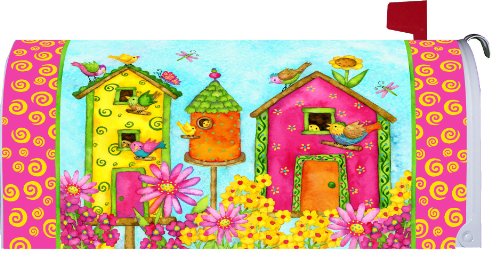  BRIGHT BIRDHOUSES  - Double Sided GARDEN Size Decorative Flag 12 X 18 Inches