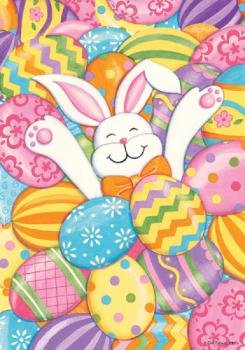  Bunny Eggs - Easter  - Double Sided STANDARD Size Decorative Flag 28 X 40 Inches