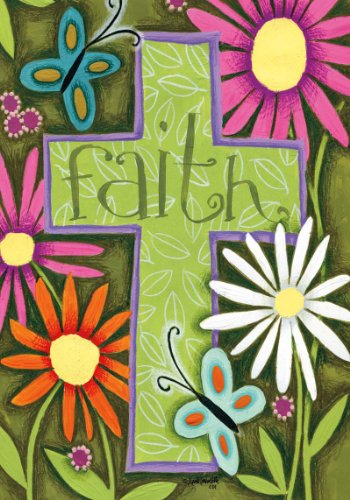  Faith Cross  - Double Sided STANDARD Size Decorative Flag 28 X 40 Inches