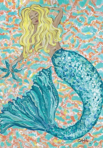  Mermaid  - Double Sided Standard Size 28 Inch X 40 Inch Decorative Flag Made in USA Copyright and License Custom Decor Inc