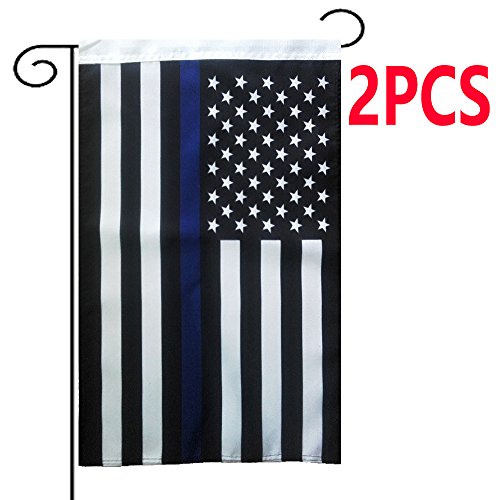 Blue Line American Garden Flag - 125 x 18 Decorative Flag Flag Honoring our Men and Women of Law Enforcement- Black White Blue