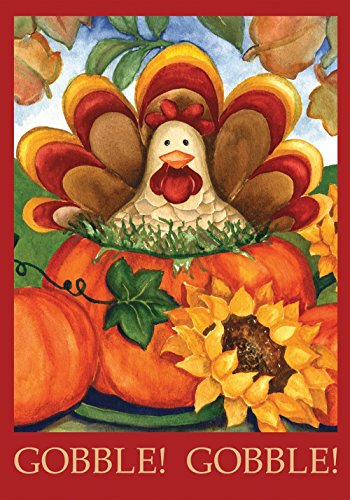 Toland - Autumn Turkey - Decorative Thanksgiving Fall Holiday Pumpkin Usa-produced Garden Flag