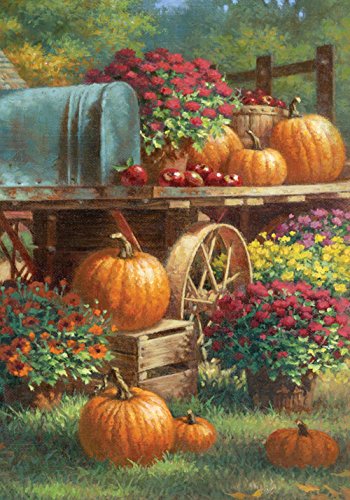 Toland - Farm Pumpkin - Decorative Harvest Fall Autumn Flower Floral Rustic Usa-produced House Flag