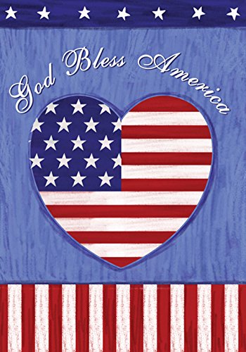 Toland - God Bless The US - Decorative Patriotic Summer Independence 4th USA-Produced House Flag
