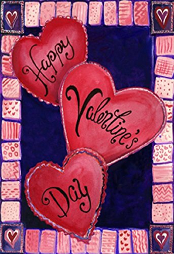 3 Hearts For Valentines Day House Flag Love Heart Decorative Banner 28 x 40