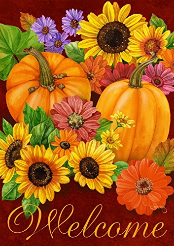 Fall Glory Floral House Flag Autumn Pumpkins Sunflowers 28&quot X 40&quot