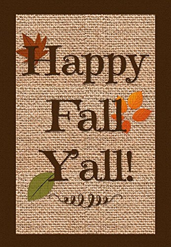 Happy Fall Yall Burlap Look House Flag Autumn Leaves 28&quot X 40&quot Briarwood Lane