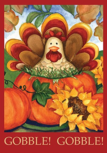 Toland - Autumn Turkey - Decorative Thanksgiving Fall Holiday Pumpkin Usa-produced House Flag