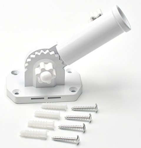 Heavy Duty Adjustable Aluminum Flag Pole Bracket - Multi-Position Mount 1 Diameter White Powder Coated Aluminum Flagpole Holder