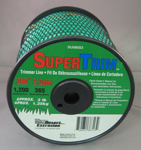 Supertrim .080-inch 3-pound Spool Home Owner Grade Round Grass Trimmer Line, Green Su080s3-2