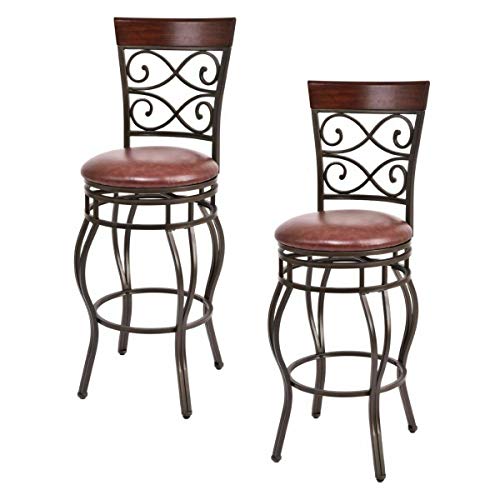 COSTWAY Bar Stools Set of 2 360 Degree Swivel 30 Seat Height Bar Stools w Leather Padded Seat Bistro Dining Kitchen Pub Metal Chairs Set of 2