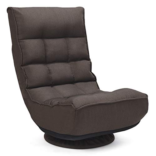 Giantex 360 Degree Swivel Gaming Chair 4-Position Adjustable Folding Floor Chair330lb Spring Support Comfortable Padded Backrest Lazy Sofa Chair Game Rocker for Teens Adults Coffee